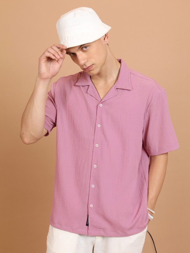 Buy Lilac Floral Full Sleeves Cotton Printed Shirt For Men Online