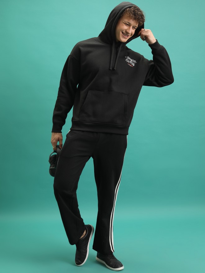 Highlander Men Black Relaxed Fit Track Pants 