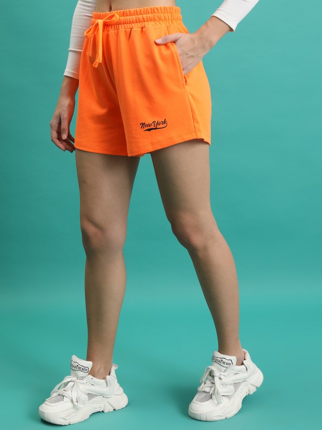 Tokyo Talkies Women Orange Relaxed Fit Shorts 