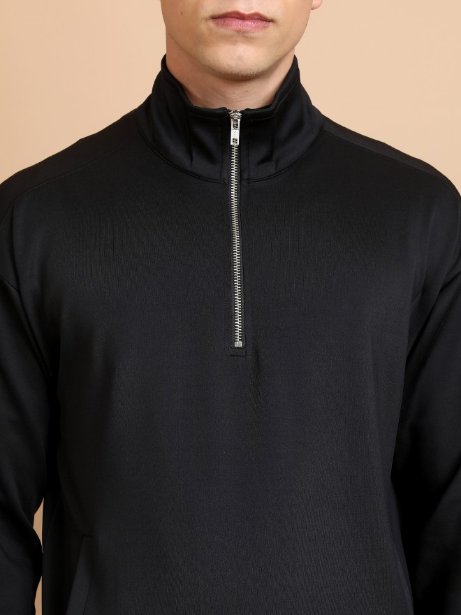 Highlander Men Black High Neck Pullover Sweatshirts 