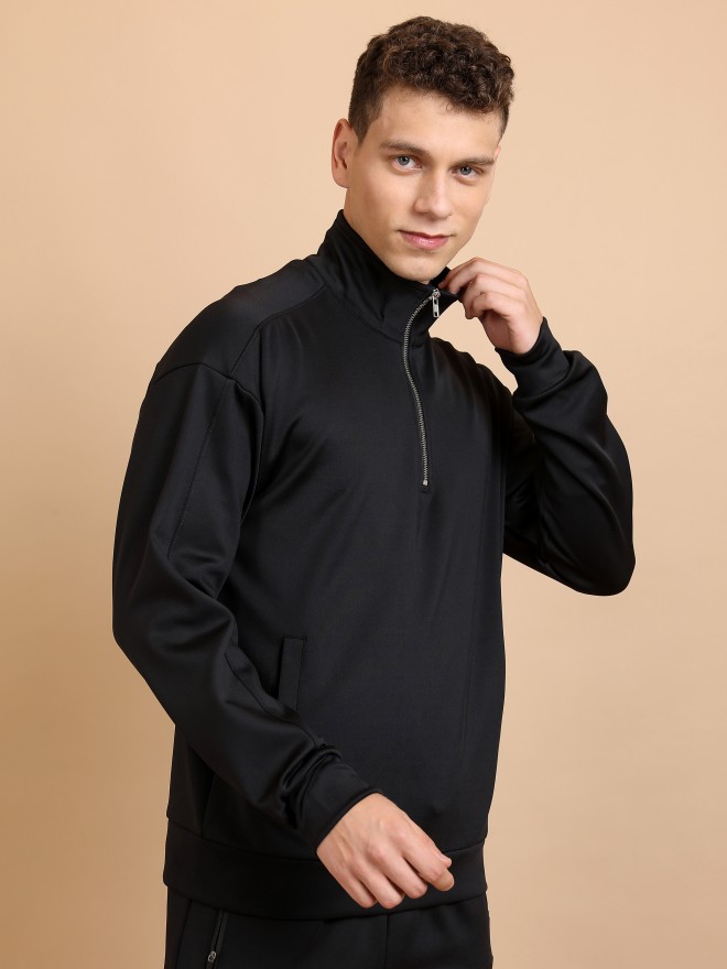 Highlander Men Black High Neck Pullover Sweatshirts 