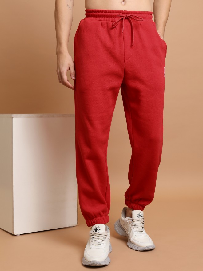 Buy online Red Solid Straight Pant from Skirts, tapered pants