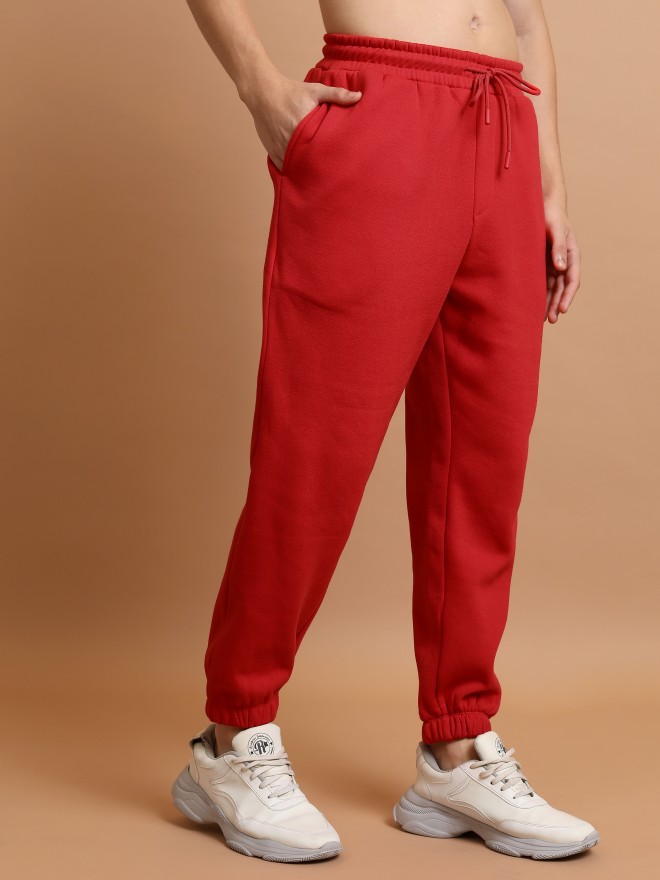 Buy Highlander Red Straight Fit Solid Joggers for Men Online at Rs