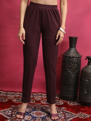 Solid Slim Fit Casual Trousers 