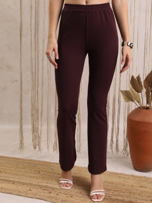 Solid Flared Casual Trousers 