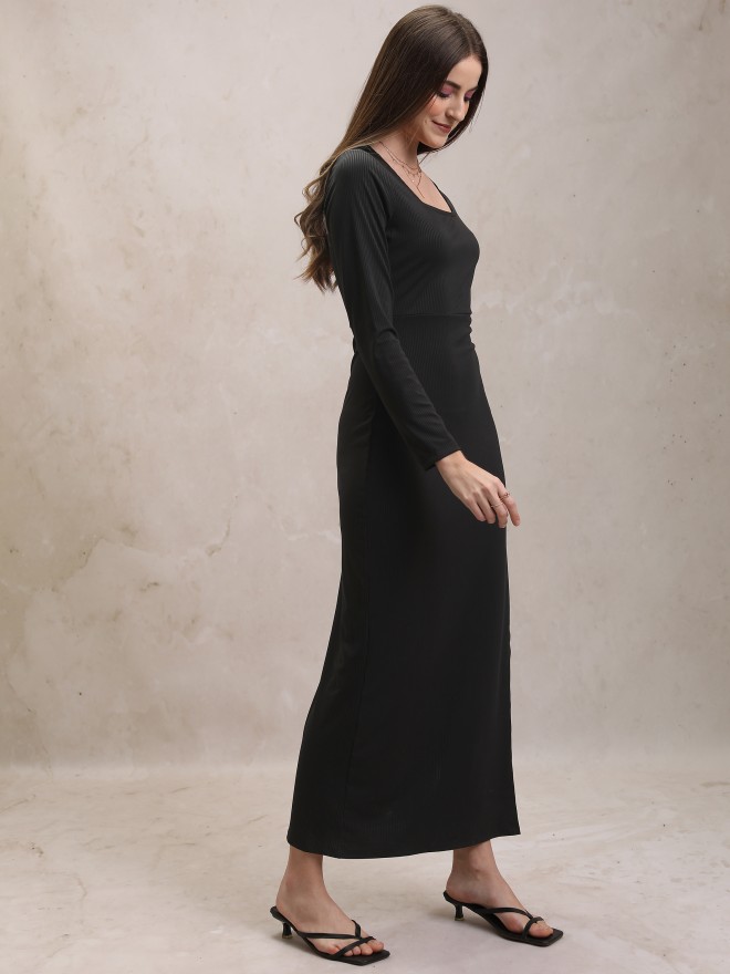 Tokyo Talkies Women Black Solid Maxi Dresses 