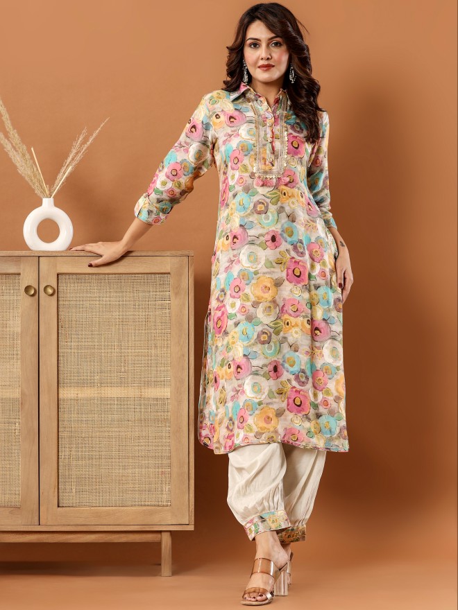 Vishudh Women Rose Printed Kurta Sets 