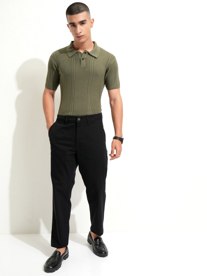 Highlander Men Black Regular Fit Solid Chinos