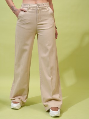Solid Loose Fit Casual Trousers 