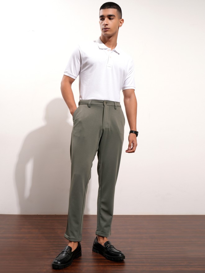 Highlander Men Grey Slim Fit Solid Chinos