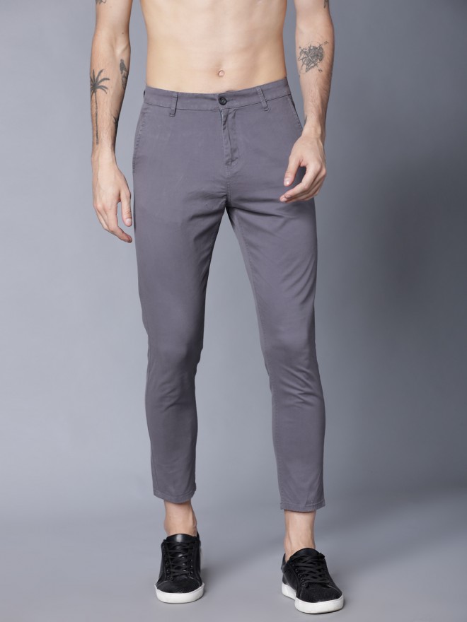 Buy Highlander Grey Tapered Fit Solid Chinos for Men Online at Rs.749 ...