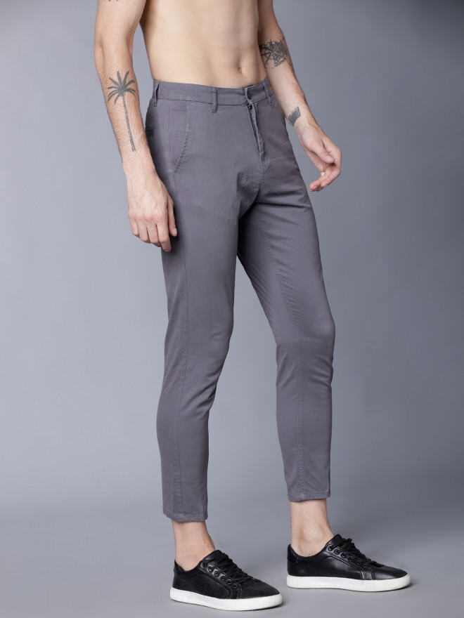 Buy Highlander Grey Tapered Fit Solid Chinos for Men Online at Rs.671 ...