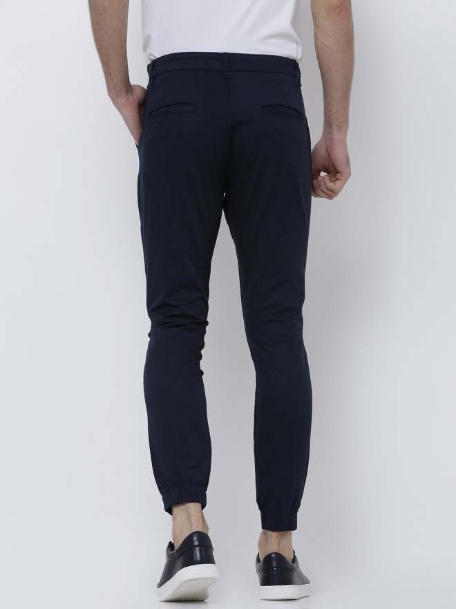 Buy Highlander Navy Blue Slim Fit Solid Joggers for Men Online at Rs ...