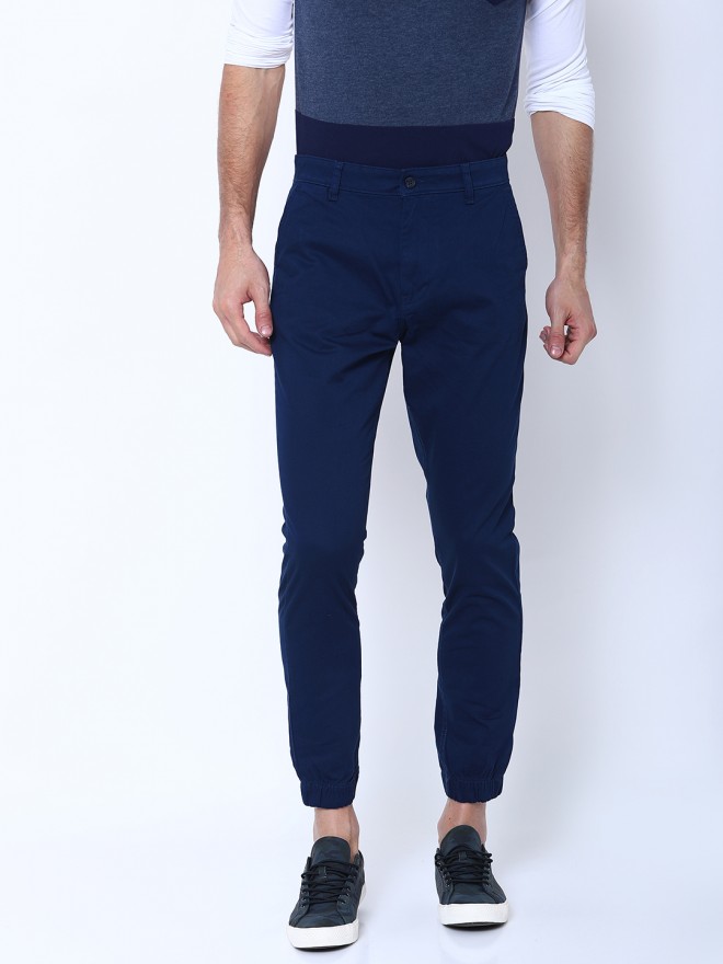 Buy Highlander HIGHLANDER Blue Slim Fit Solid Joggers for Men Online at Rs.612  - Ketch