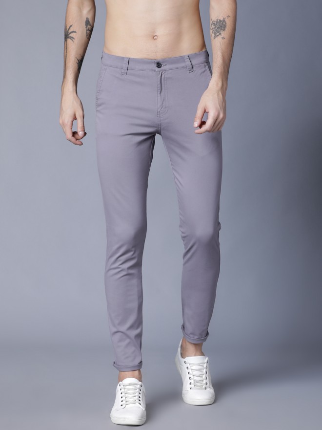 Buy Highlander Grey Slim Fit Solid Chinos for Men Online at Rs.719 - Ketch