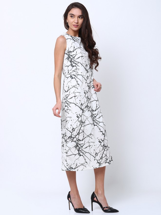 Buy Tokyo Talkies Whiteblack Printed Flared A Line Dress For Women Online At Rs599 Ketch 