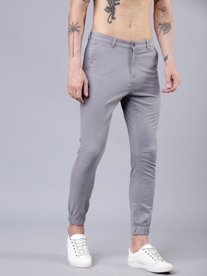 Buy Highlander Grey Slim Fit Solid Joggers for Men Online at Rs.610 - Ketch