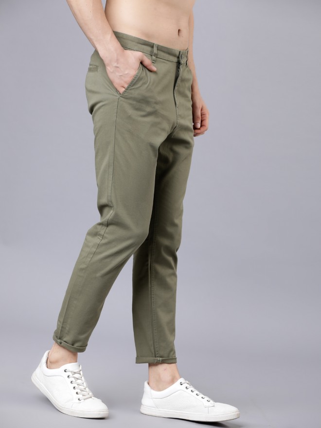 Buy Highlander Olive Green Tapered Fit Ankle Length Chinos for Men Online  at Rs.679 - Ketch