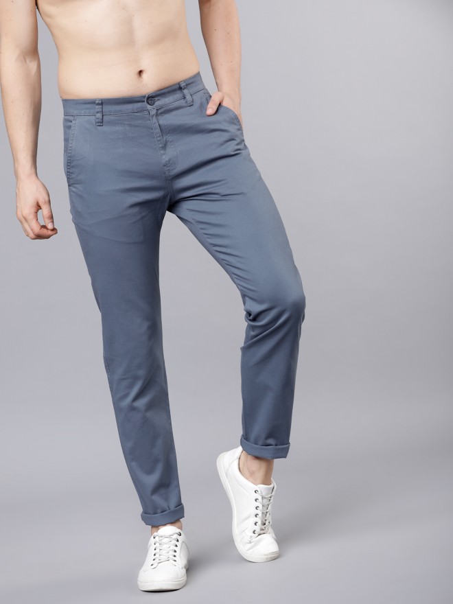 Buy Highlander Blue Slim Fit Solid Chinos for Men Online at Rs.635 - Ketch