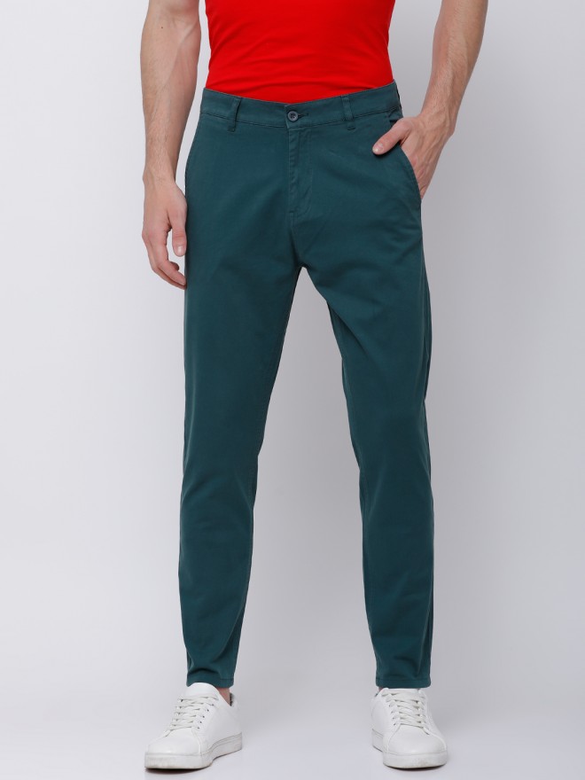 Buy Highlander Green Tapered Fit Solid Chinos for Men Online at Rs.709 ...