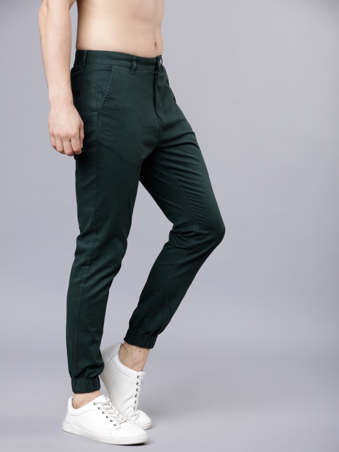 Buy Highlander Green Slim Fit Solid Joggers for Men Online at Rs.859 ...