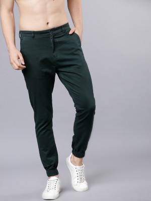 Buy Highlander Olive Green Slim Fit Solid Joggers for Men Online