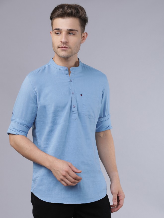Buy Highlander Horsefly Blue Slim Fit Solid Casual Shirt for Men Online ...