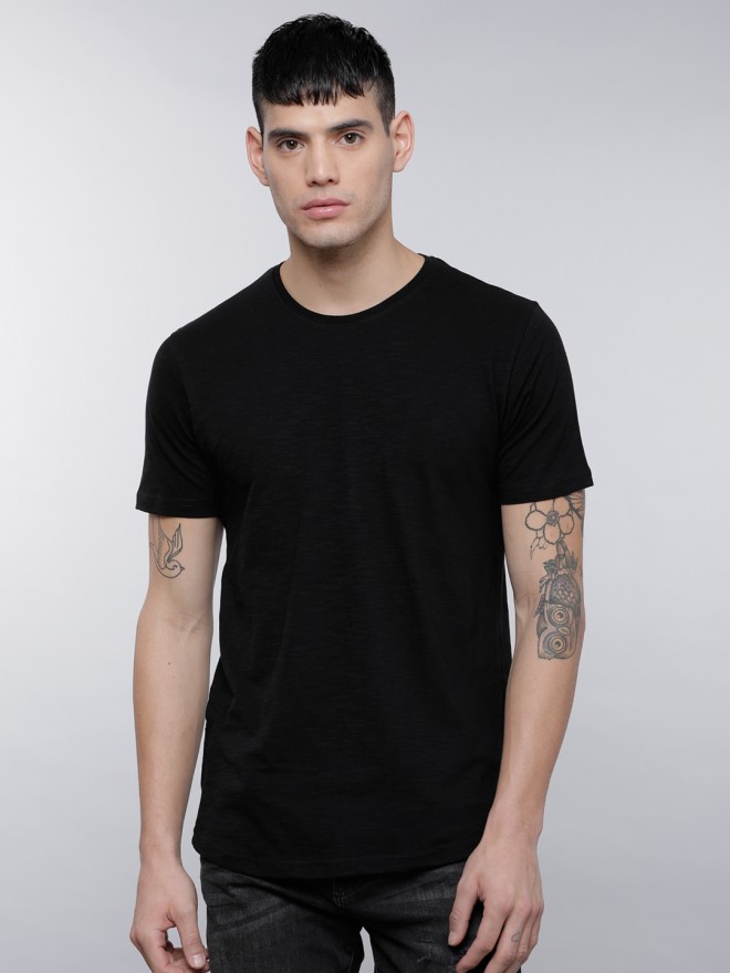 Buy Locomotive Black Solid Round Neck Cotton T Shirt For Men Online At Rs Ketch