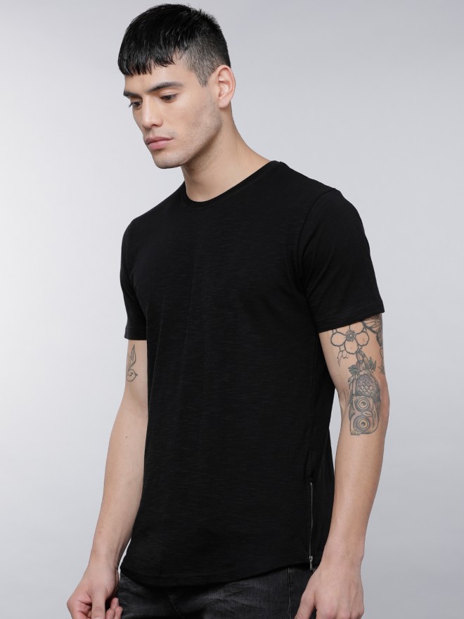 Buy Locomotive Black Solid Round Neck Cotton T Shirt For Men Online At Rs Ketch