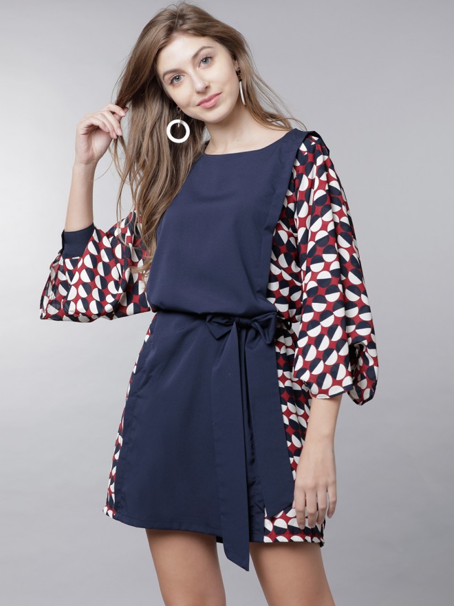 Tokyo talkies navy top blue printed shirt dress