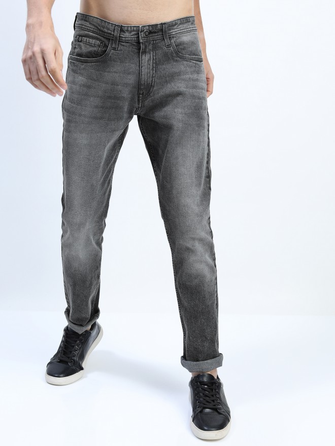 Buy Locomotive Black/Grey Slim Fit Stretchable Jeans for Men Online at ...