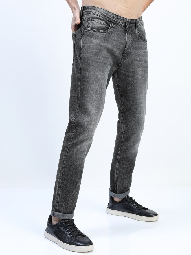 Buy Locomotive Black/Grey Slim Fit Stretchable Jeans for Men Online at ...