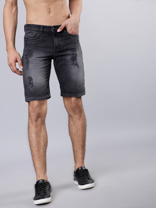 Buy Highlander Black Washed Print Slim Fit Denim Shorts for Men Online at  Rs.563 - Ketch
