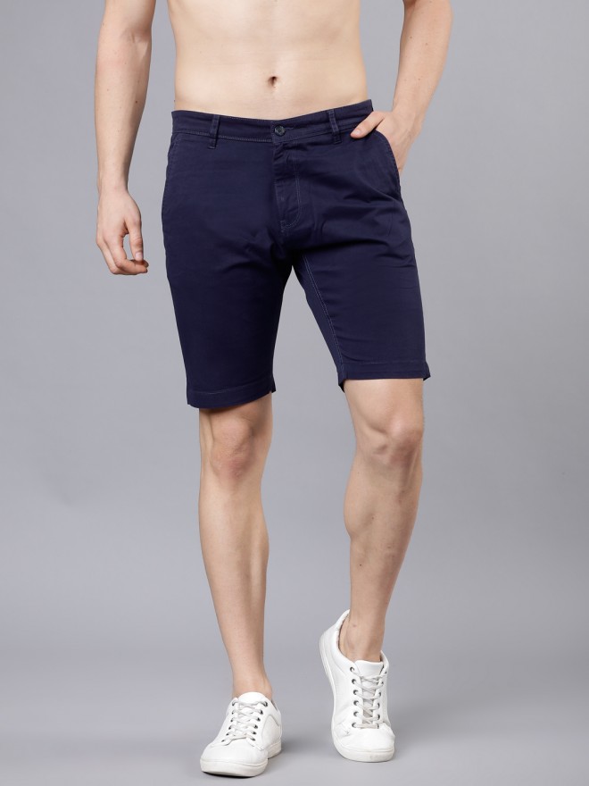 Buy Highlander Indigo Solid Print Slim Fit Chino Shorts for Men Online ...