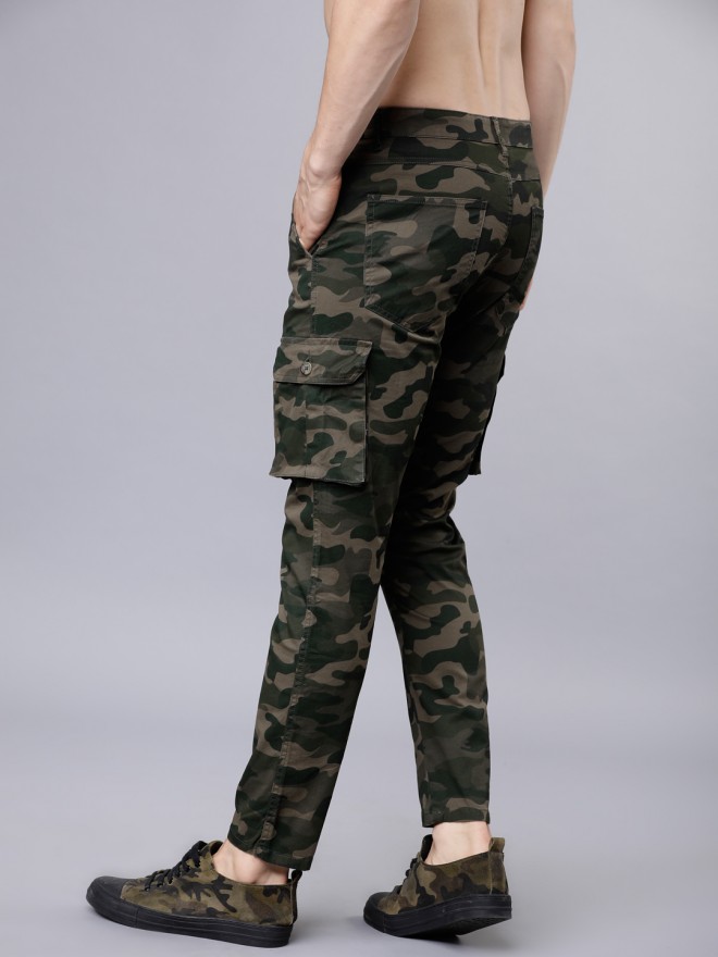 Buy Highlander Olive Casual Printed Slim Fit Trousers for Men Online at ...