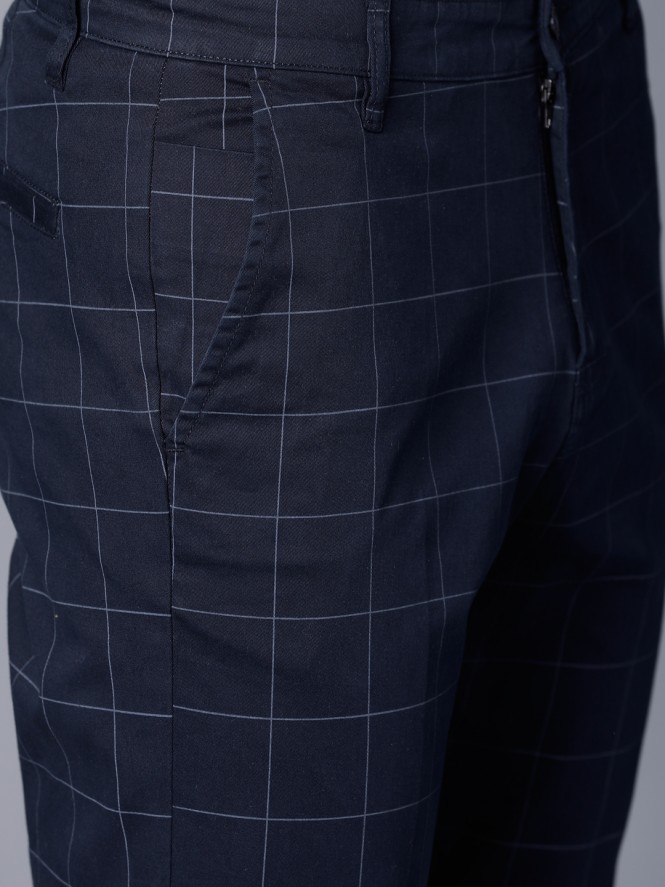 Buy Men Navy Check Slim Fit Formal Trousers Online  670825  Peter England