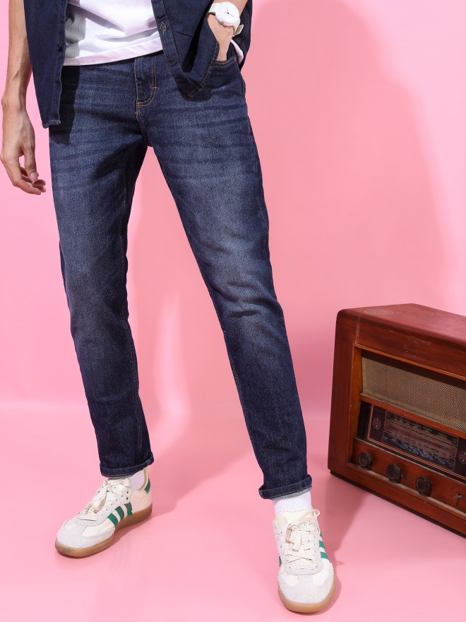 Buy Indigo Raw Washed Jeans for Men Online in India -Beyoung