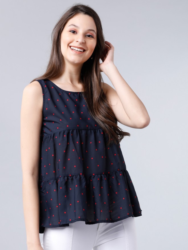 Buy Tokyo Talkies Navy Blue Printed A Line Top For Women Online At Rs Ketch