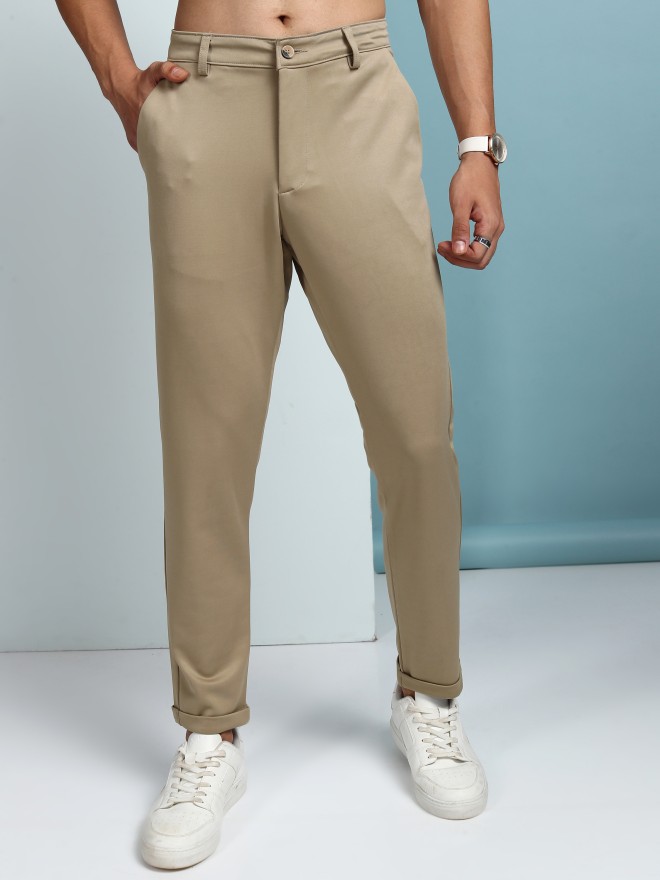 Highlander Men Beige Regular Fit Solid Chinos