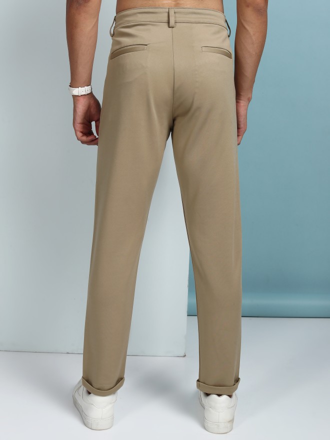 Highlander Men Beige Regular Fit Solid Chinos