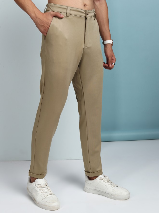 Highlander Men Beige Regular Fit Solid Chinos