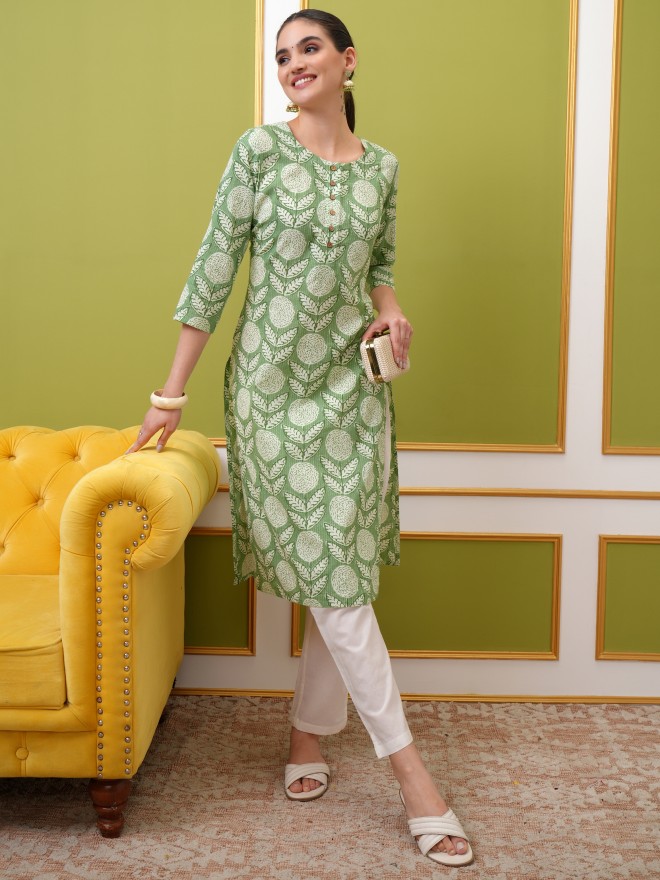 Buy Vishudh Green Printed Straight Kurta For Women Online At Rs 569 Ketch