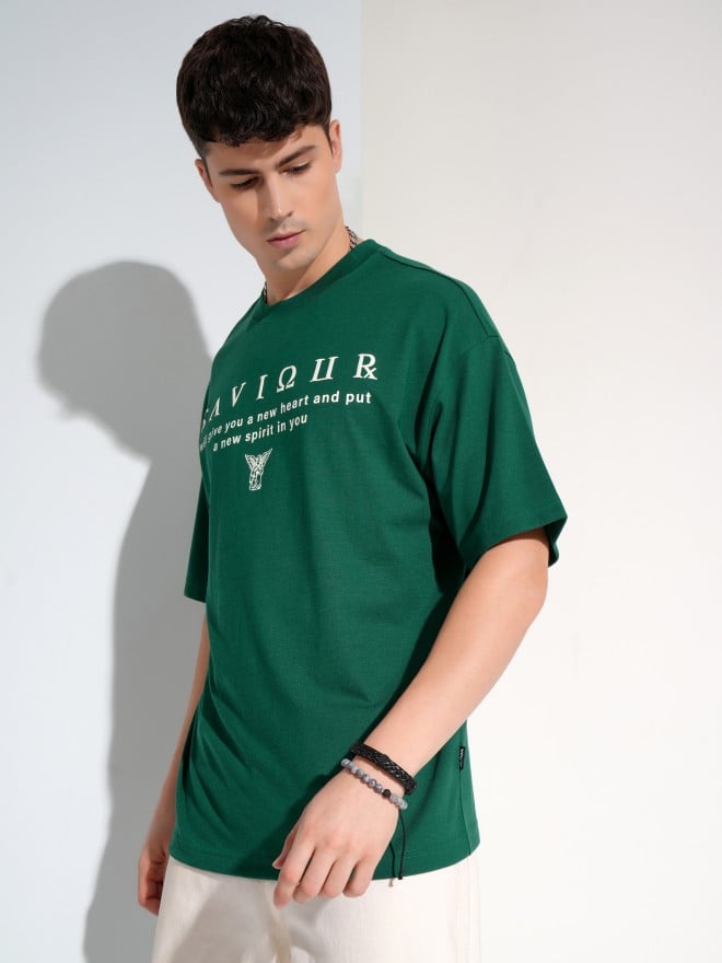 Highlander Men Green Printed Round Neck T-Shirt