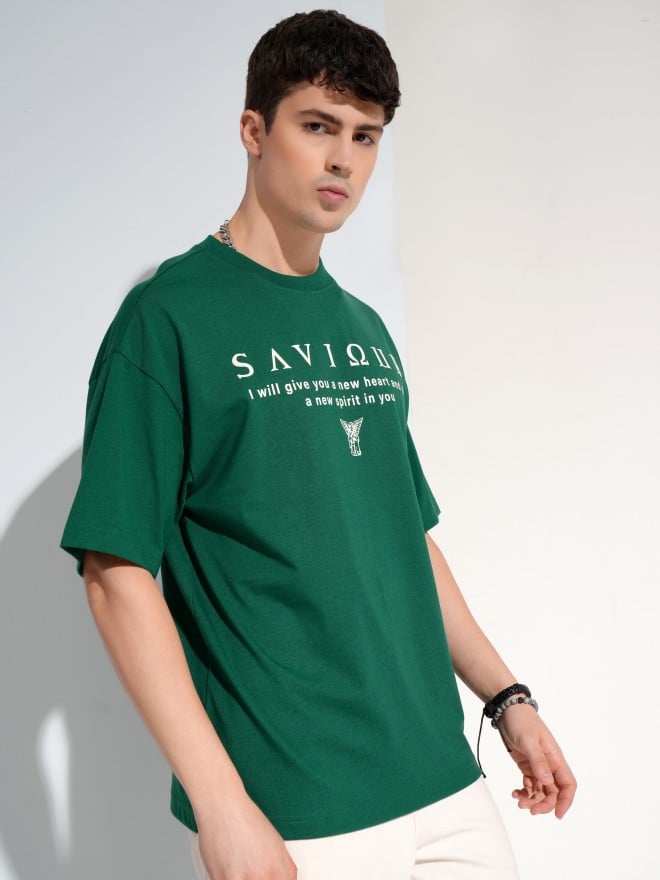 Highlander Men Green Printed Round Neck T-Shirt