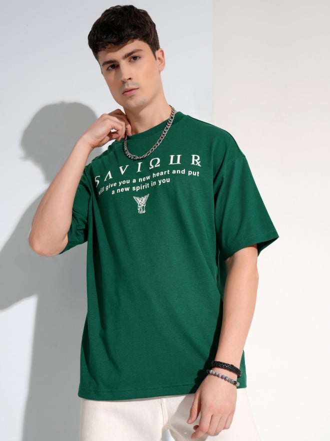 Highlander Men Green Printed Round Neck T-Shirt