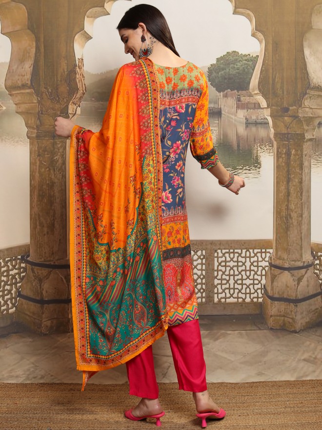 Vishudh Women Multi Printed Kurta With Trousers And Dupatta