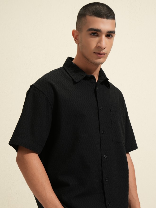 Buy Highlander Black Oversized Fit Casual Shirt for Men Online at Rs ...