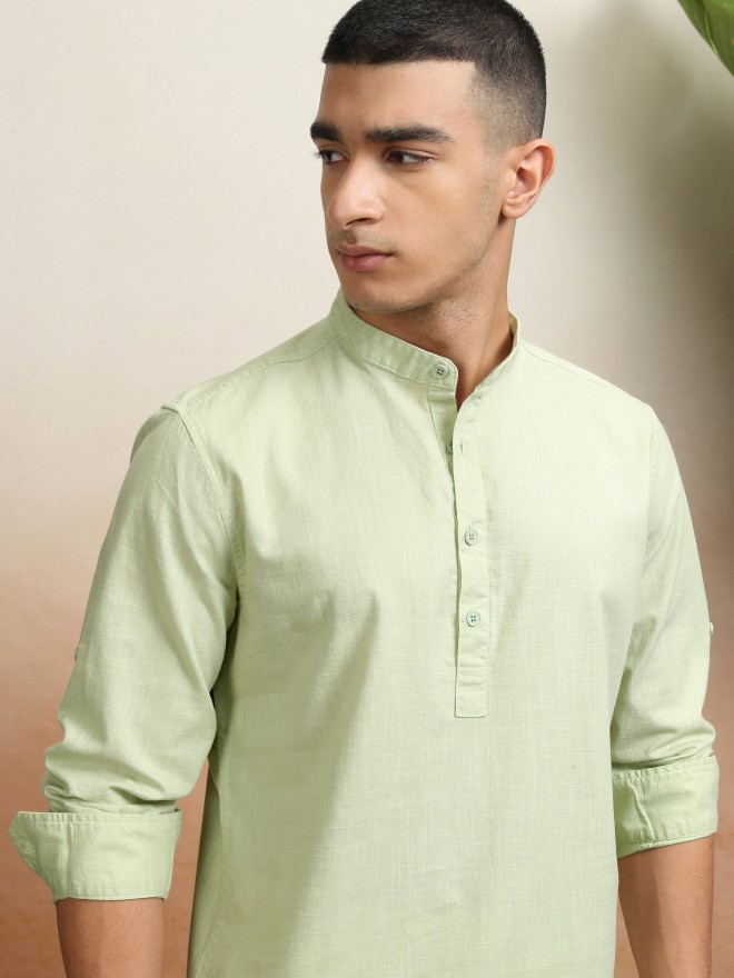 Highlader Men Green Solid Regular Fit Casual Shirt