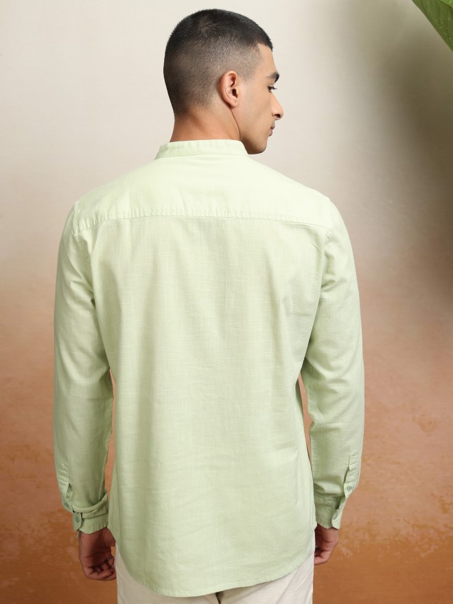 Highlader Men Green Solid Regular Fit Casual Shirt