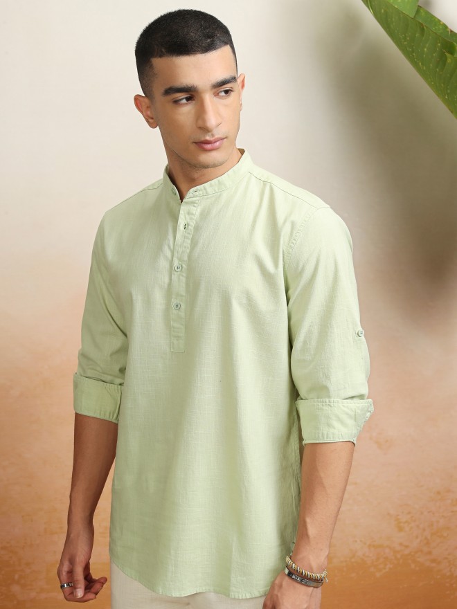 Highlader Men Green Solid Regular Fit Casual Shirt